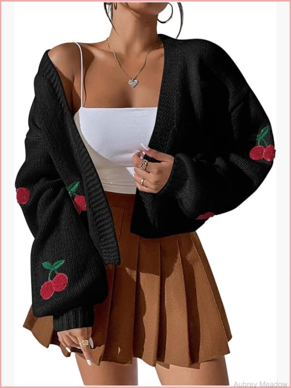 Cropped Cardigan Sweater Open Front Chunky Knit Long Sleeve